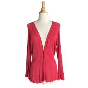 JONES New York Collection Y2K Rayon Knit Cardigan Pink Lightweight Hippie 14W